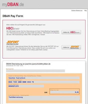 Per DBAN lassen sich per Link oder QR-Code Zahlungen über das myDBAN-Portal ausführen