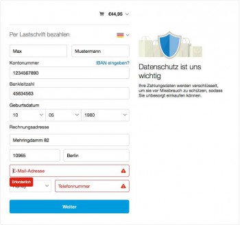 Die SEPA-Lastschrift wird direkt online initiiertPayPal