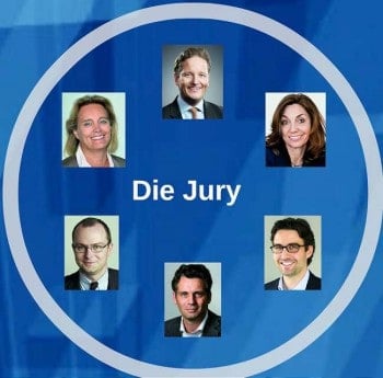 Die Jury: Jens Quadbeck/Google, Dr. Oliver Vins, vaamo, Prof. Dr. Stefanie Auge-Dickhut/ Schweizerisches Institut für Finanzausbildung, Ralph Hientzsch/Consileon, Barbara Liebermeister/Institut für Führungskultur im digitalen Zeitalter, Oliver Stock/HandelsblattHandelsblatt