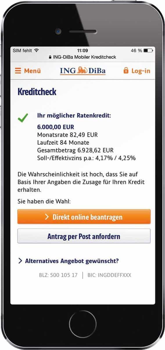 Ing diba kredit online zusage