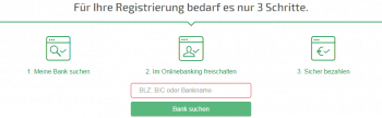 Sieht aus wie eine Registrierung, ist aber nur eine Weiterleitungpaydirekt