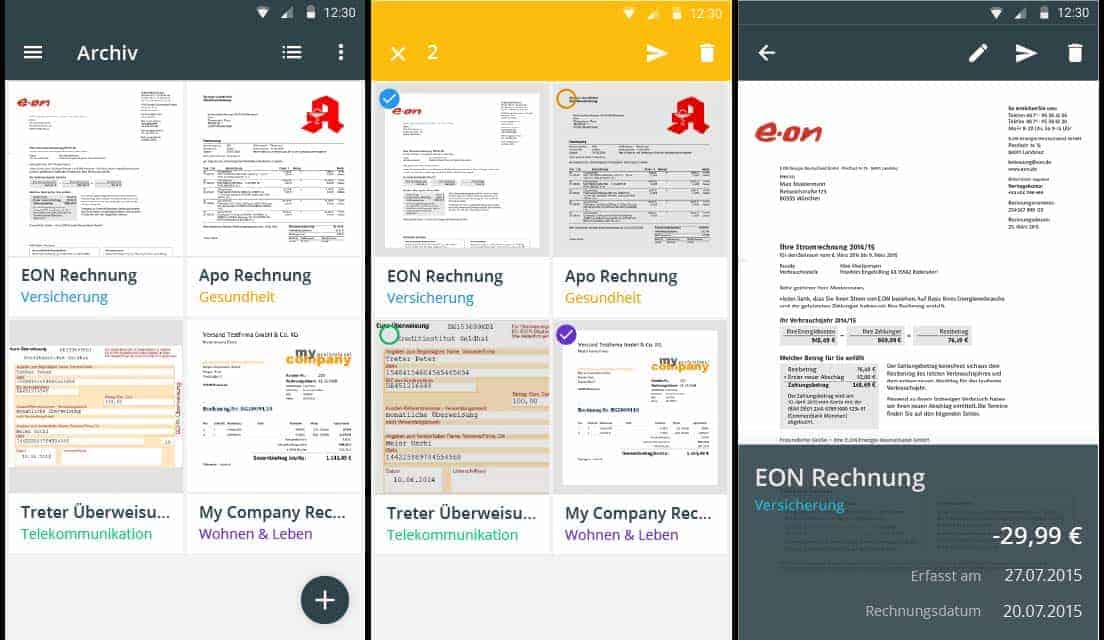 Screenshots der smartpay Archivfunktioncomdirect