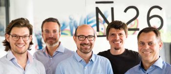 N26-Management: v.l.n.r.: Valentin Stalf, Gründer und CEO von N26, Maximilian Tayenthal, Gründer und CFO von N26, Matthias Oetken, CFO/CRO der N26 Bank, Christian Rebernik, CTO von N26, Markus Gunter, CEO der N26 Bankn26