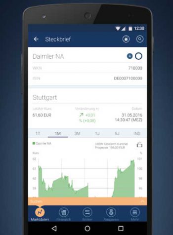 Mobile Depotführung per AssetGo-AppGoogle/BW-Bank