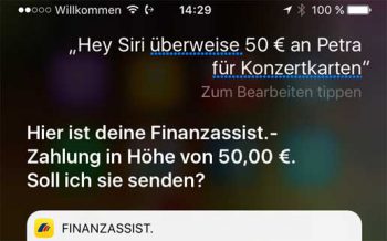 Ebenfalls schon per Siri-Sprachanweisung unterwegs<q>Postbank</q>