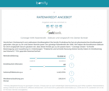 So soll ein personalisiertes Angebot aussehen.bonify