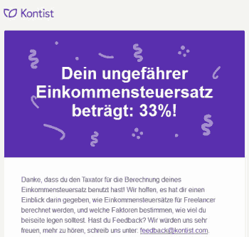 Das Ergebnis kommt per E-Mail.Kontist