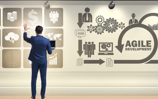 Businessman in agile software development concept