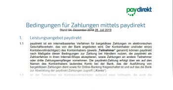 Paydirekt-Kunden haben die neuen AGB bereits erhalten.<q>Paydirekt