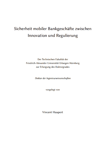 Mobilebanking unter der Lupe: Die Dissertation von Vincent Haupert 