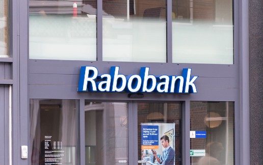 Amsterdam, Netherlands - June 7, 2019: Rabobank sign. Rabobank is a Dutch multinational banking and financial services company.