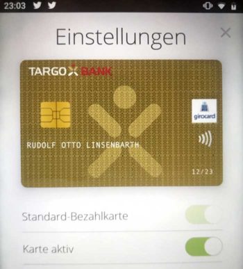 Kann man noch andere Karten außer der girocard hinzufügen?