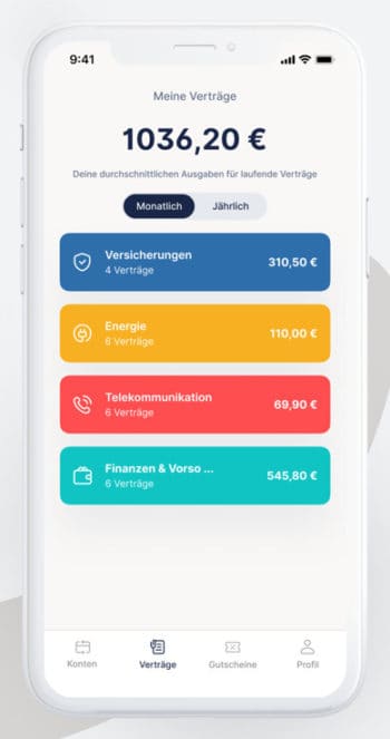 Die App verwaltet Konten, Accounts und Verträge unterschiedlichster Art. <q>Iconic Finance