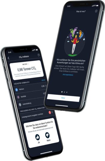 Die neue App zeigt den CO2-Fußabdruck an