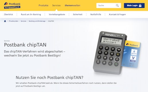 Postbank steigt aus chipTAN-Verfahren aus