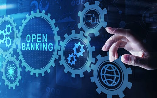 Open Banking Financial Technology Fintech Concept On Virtual Scr