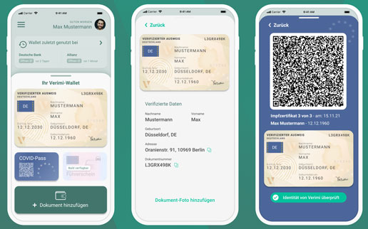 Verimi-App: Personalausweis, Führerschein und EU COVID-Zertifikat im ID-Wallet auf dem Smartphone
