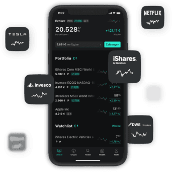 Abb. 3. So sieht die Scalable Capital-Benutzeroberfläche auf dem Smartphone aus. Eingeblendet sind die Namen von Partnern. ((Scalable Asset_Broker_Header_clean_DE.png)) © Michael Matzer