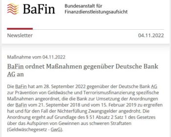 Deutsche Bank im Visier der BaFin