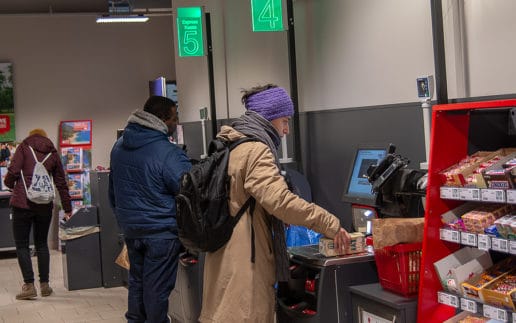 Hamburg,germany-march 9,2019: Customers Scan And Pay For Their G