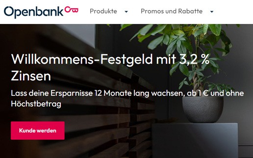 Die Zinsjagd geht weiter: Openbank bietet bis zu 3,2 % auf Festgeld und 3,0 % auf Tagesgeld Konten