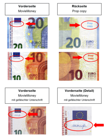 Vor allem 200- und 500-Euro-Banknoten werden gefälscht - häufig kommt dabei "Filmgeld" zum Einsatz.