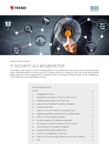 Deckblatt der Cybersecurity-Studie "IT-Security als Wegbereiter"