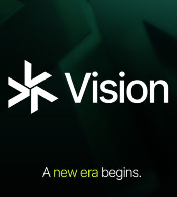 Bitpanda Vision (VSN) Token Logo und Schriftzug auf dunklem Hintergrund.