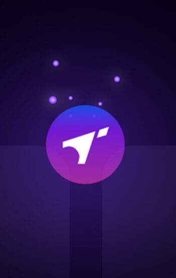 Das Bild zeigt ein grafisches Element mit einer runden, farbigen Darstellung, die das Logo von Tradevest enthält. Der Hintergrund ist dunkel und mit schimmernden Punkten versehen, was eine moderne, digitale Atmosphäre vermittelt.