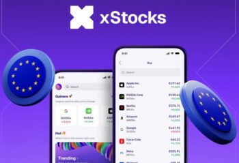 Kraken xStocks Grafik mit Bildern aus der App.