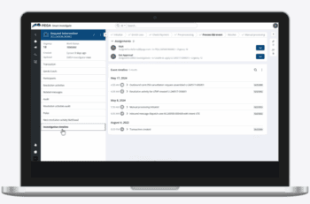 Pega Smart Investigate Agentic Automation Dashboard auf Laptop Bildschirm.