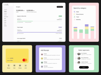 Pleo Embedded Dashboard Beispielbilder vor schwarzem Hintergrund.