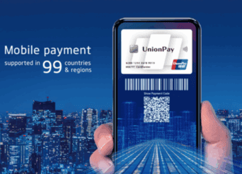 Union Pay Mobile Payment Darstellung auf Smartphone Bildschirm.
