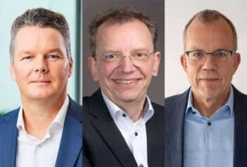 v.l.n.r. Tobias Keser, Acting Head of Financial Services und Mitglied im Executive Committee von Sopra Steria GER & AT.; Marko vom Stein, Geschäftsbereichsleiter Kernbankanwendungen bei der Finanz Informatik; Stephan Milka, Geschäftsfeld Lead Core Banking bei Atruvia