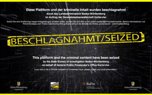 Beschlagnahmeseite LKA Baden-Württemberg zu Cybertrading-Fraud