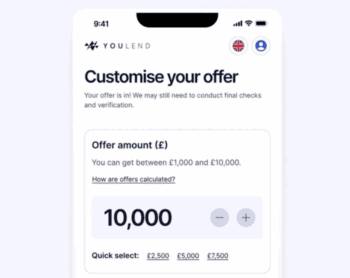 YouLend Finanzierungs-Interface für KMU.