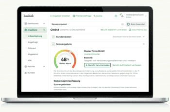 Baobab Insurance interface auf Laptop