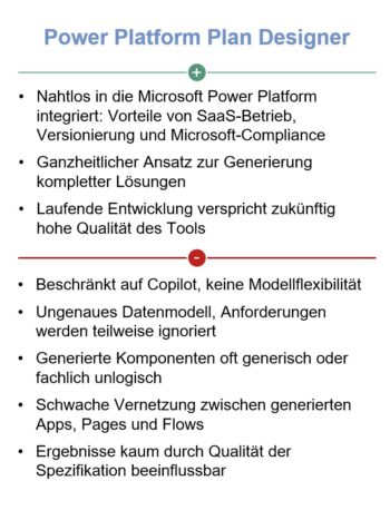 Ergebnisse des Praxistests des Power Platform Plan Designer. <q>Senacor