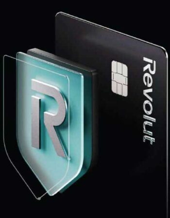 Das Bild zeigt die Markenidentität von Revolut, bestehend aus einem stilisierten Logo und einer Kreditkarte. Die grafische Gestaltung vermittelt Modernität und Sicherheit, was im Kontext der Betrugsprävention, insbesondere im Zusammenhang mit Telegram, relevant ist.