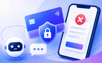 Das Bild thematisiert die Herausforderungen von KI-Chatbots in Banking-Apps. Es illustriert blockierte Zahlungen und das Versagen der Chatbots, was zu zahlreichen Chatbot-Beschwerden führt. Grafische Elemente symbolisieren Sicherheitsaspekte und Kommunikationsprobleme.