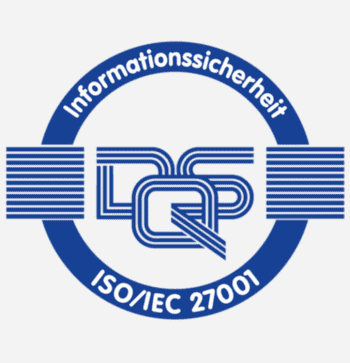 Das Bild zeigt das Logo der ISO/IEC 27001-Zertifizierung, das die Standards für Informationssicherheit repräsentiert. Diese Zertifizierung ist relevant für IT-Projekte bei Versicherern, wie sie von Brockhaus implementiert werden können.